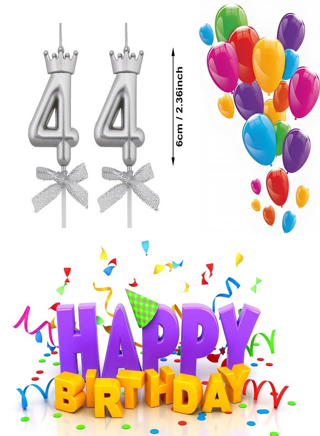 VSHILI 44 Birthday Candles, 44th Cake Candles, Silver Happy Birthday Number 44 Candles Cake Topper Decorations for Party Men Women - Image 2